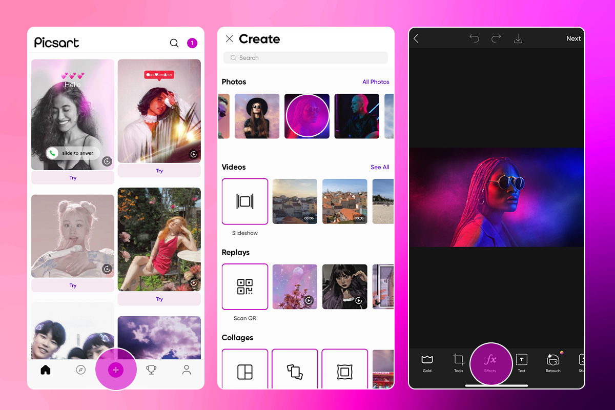 how to start a new edit in picsart app