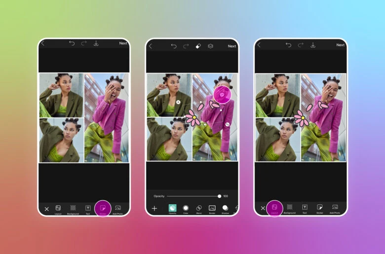 how to add stickers to a collage