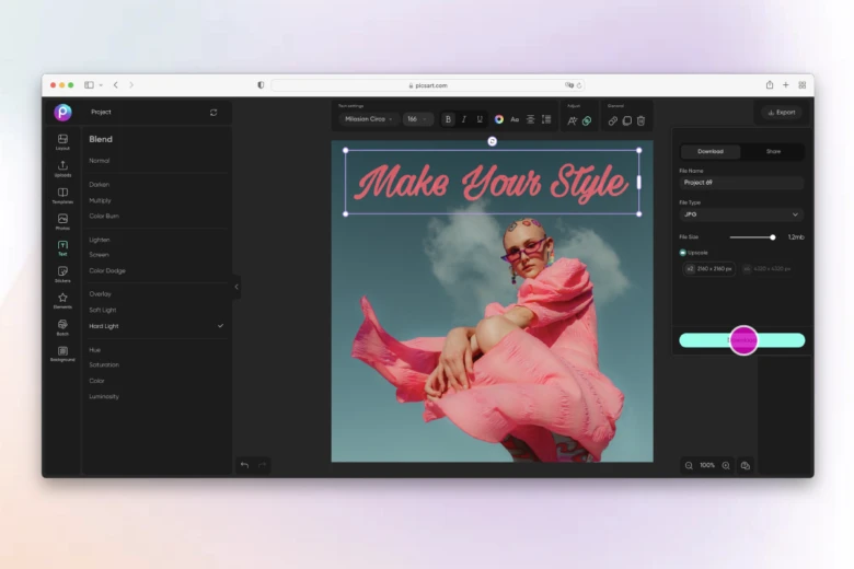 how to export an edit from picsart