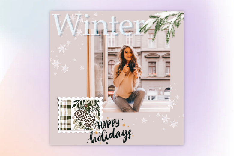 holiday themed photo collage with text