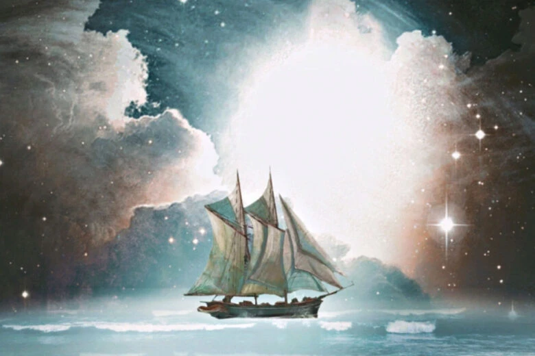 book cover design of a ship in the night made by picsart master lynn