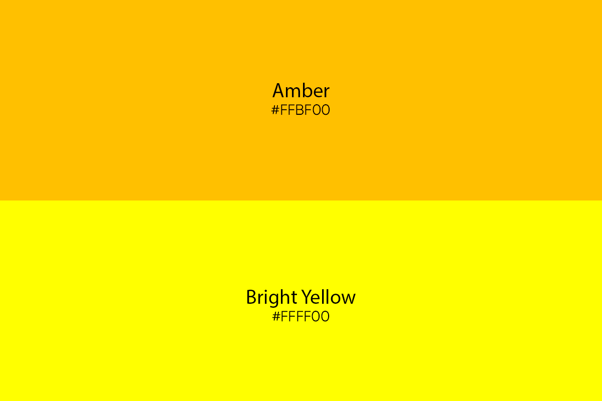 amber vs bright yellow color comparison