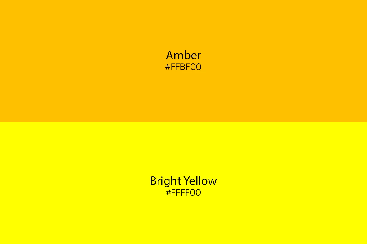 amber vs bright yellow color comparison