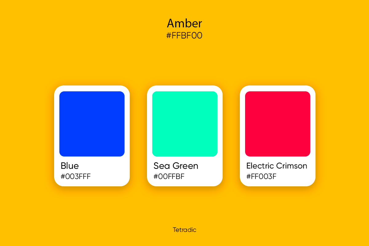 Tetradic Colors of electric crimson, sea green, and blue