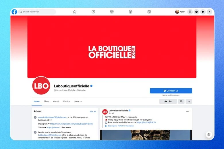 facebook business page boutique