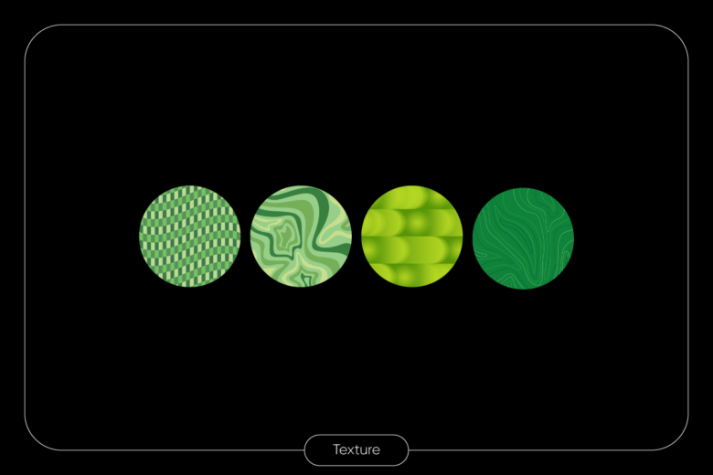 green circles showing different types of texture elements in design