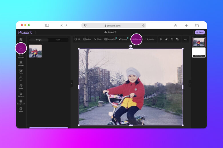 how to enhance a photo online with Picsart AI