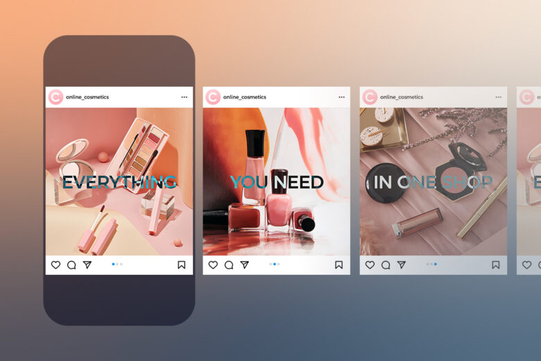 example of an instagram carousel for a makeup brand