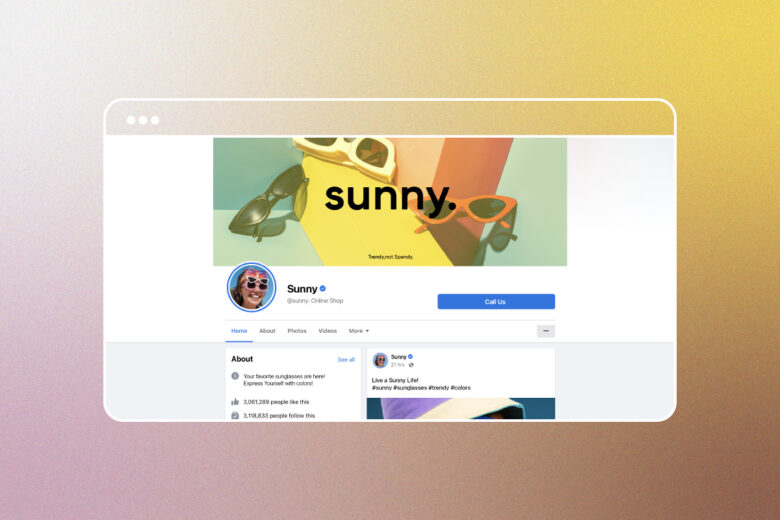 example of a facebook cover photo for a sunglasses brand