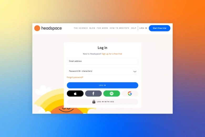 log in landing page
