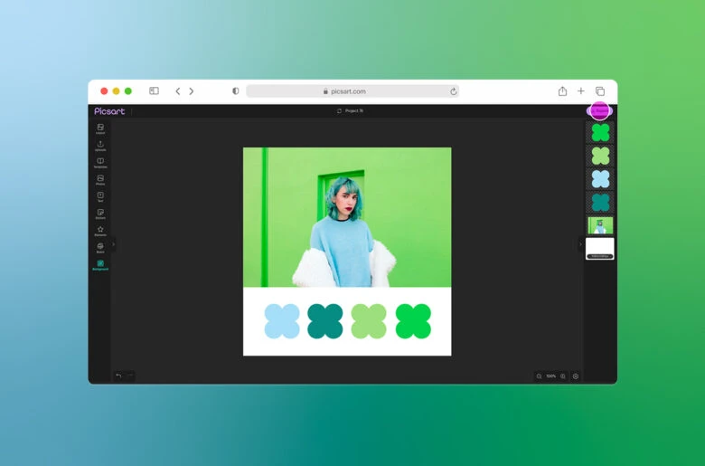 how to export a color palette design from picsart