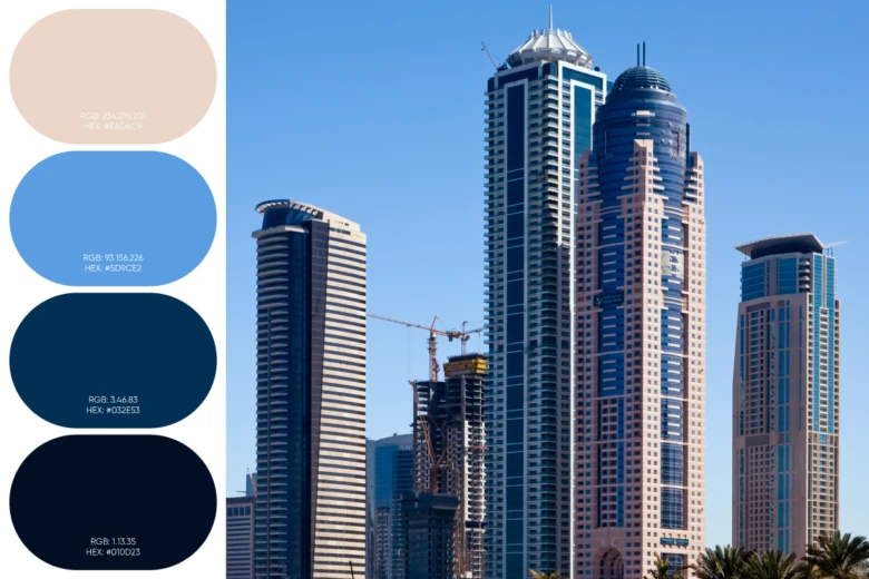 example of a color palette from an image of an urban skyline