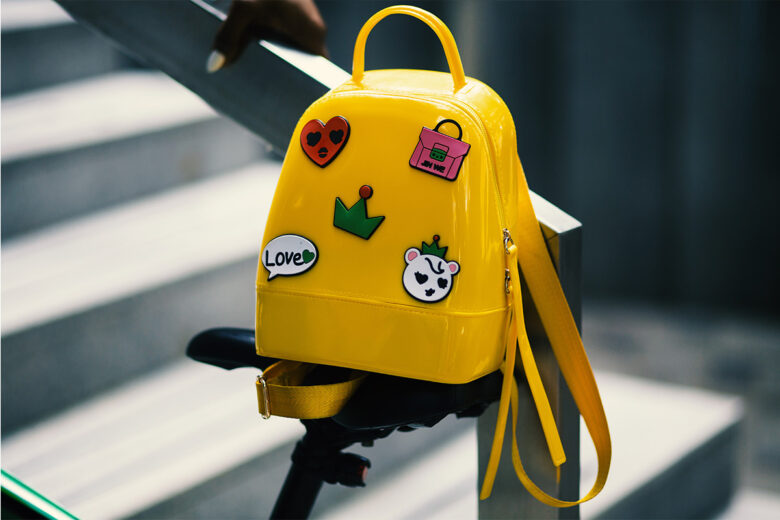 stickers on a backpack