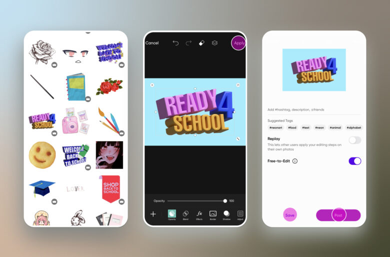 how to search for school related stickers and designs in picsart