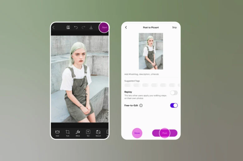 how to export a retouched photo from picsart
