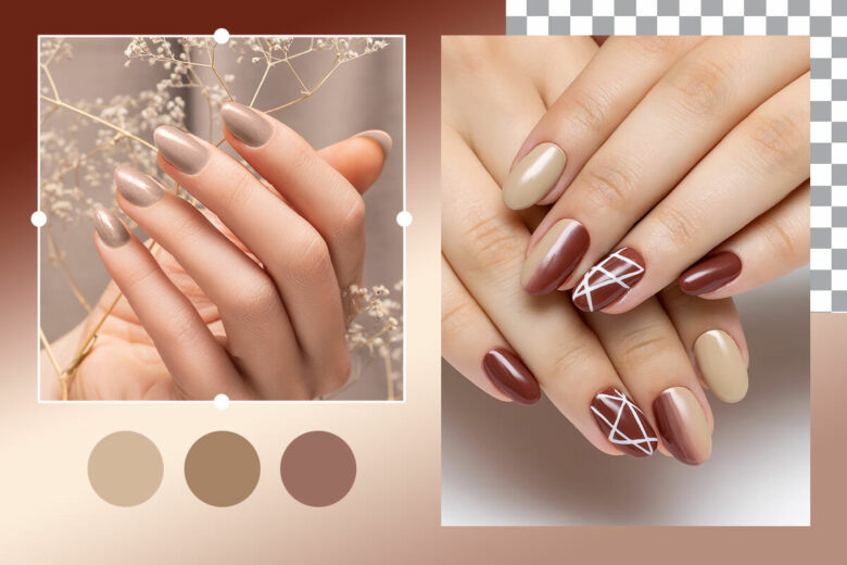 neutral beige manicure sticker ideas