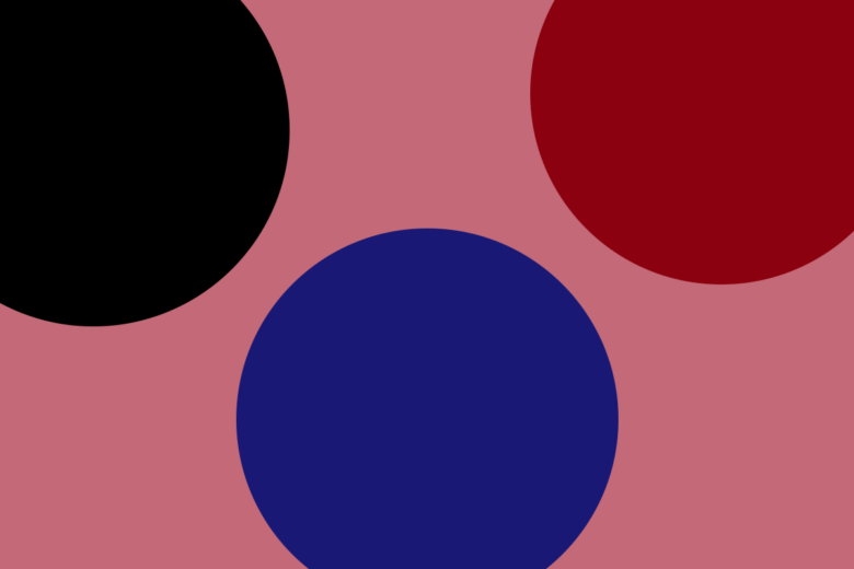black, blue, rose, and red color palette