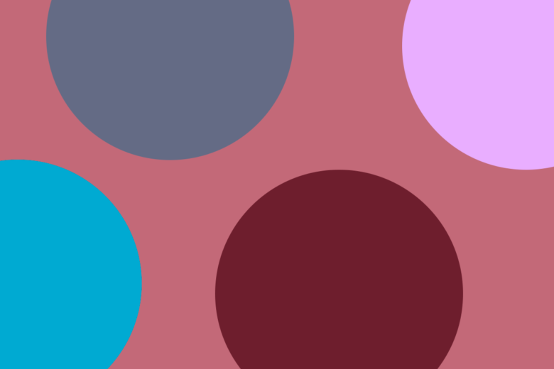 blue, grey, red, pink, and rose color palette