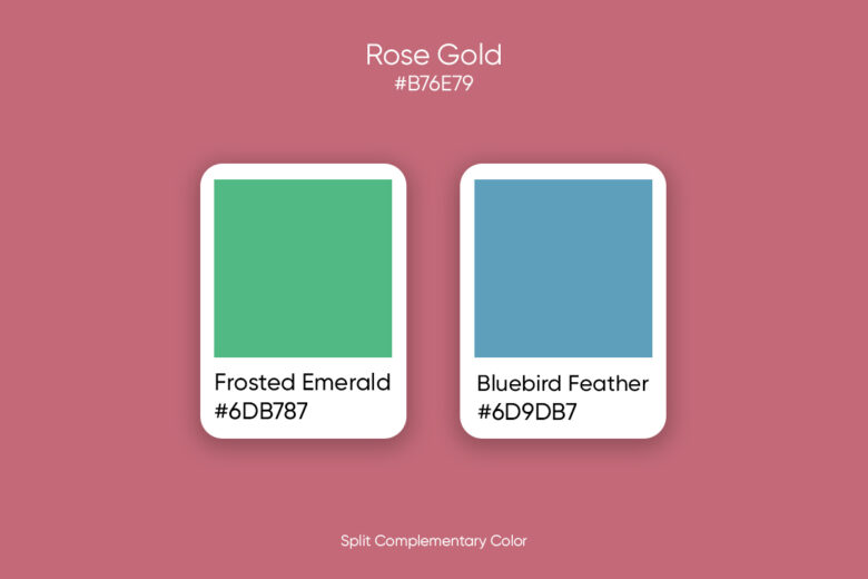 split complementary color for rose gold