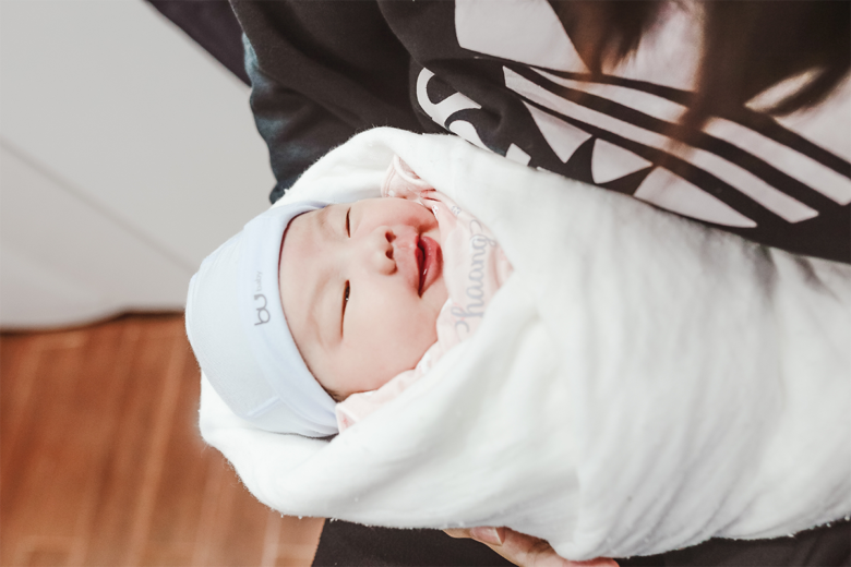 baby wrapped in a swaddle