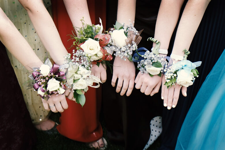 corsages on wrists prom photo idea