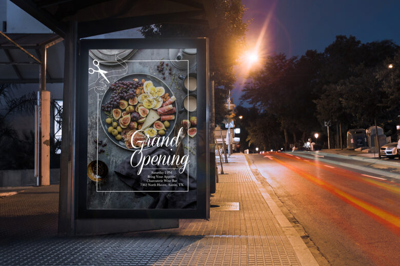 example of a billboard used to promote a restaurant opening 