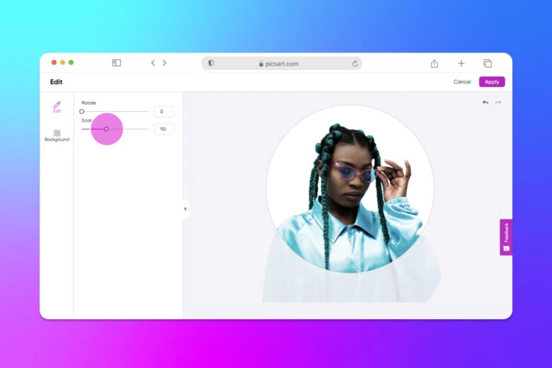 how to rotate and scale a profile picture for social media