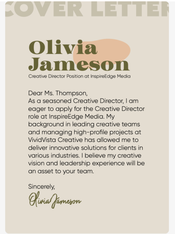 creative cover letter design