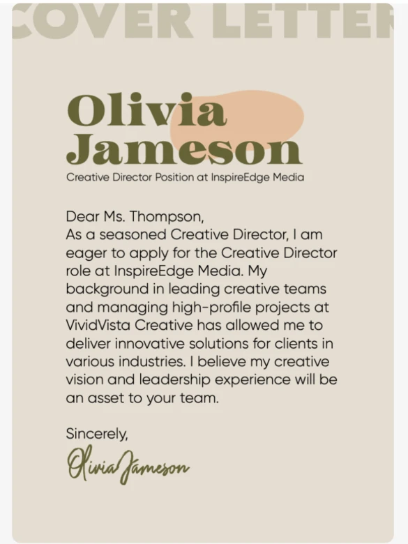 creative cover letter design