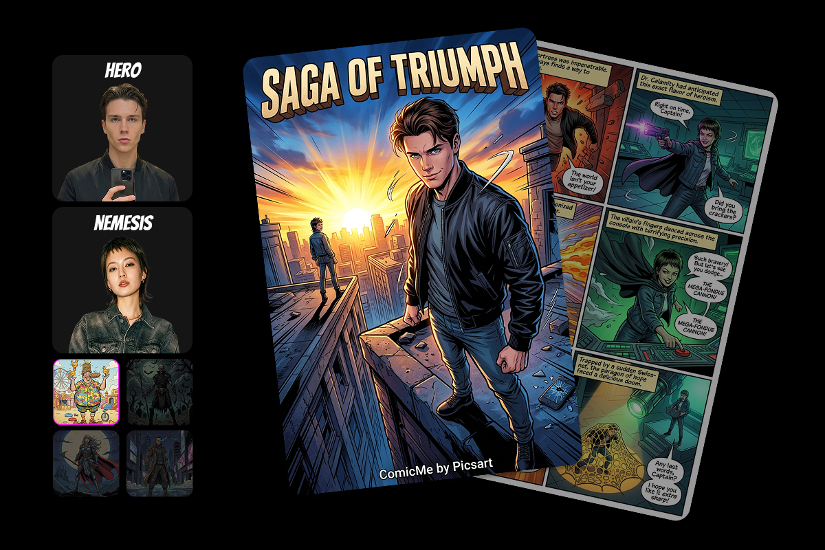 Comedy comic strip example created with Picsart ComicMe