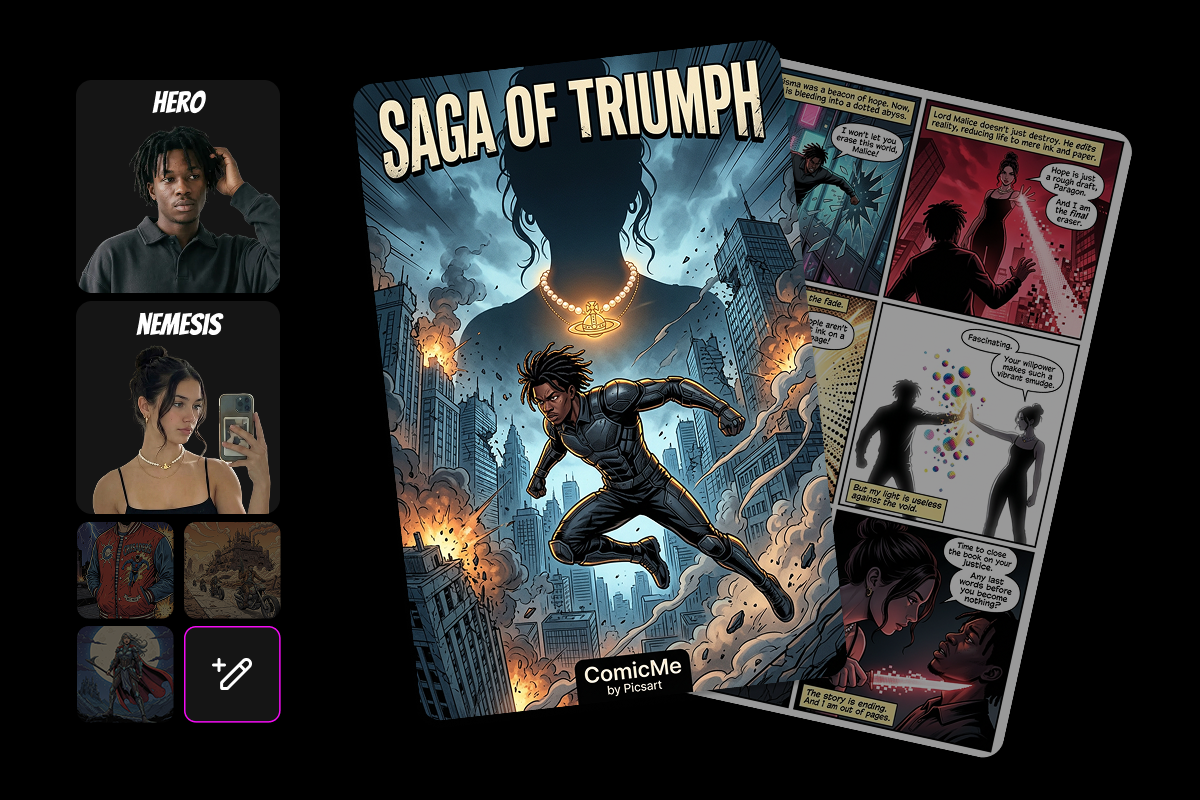 Custom genre comic strip example created with Picsart ComicMe