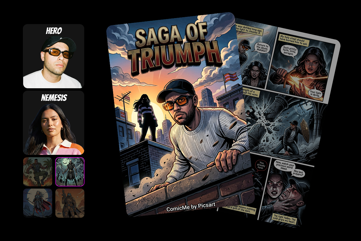 Horror comic strip example created with Picsart ComicMe