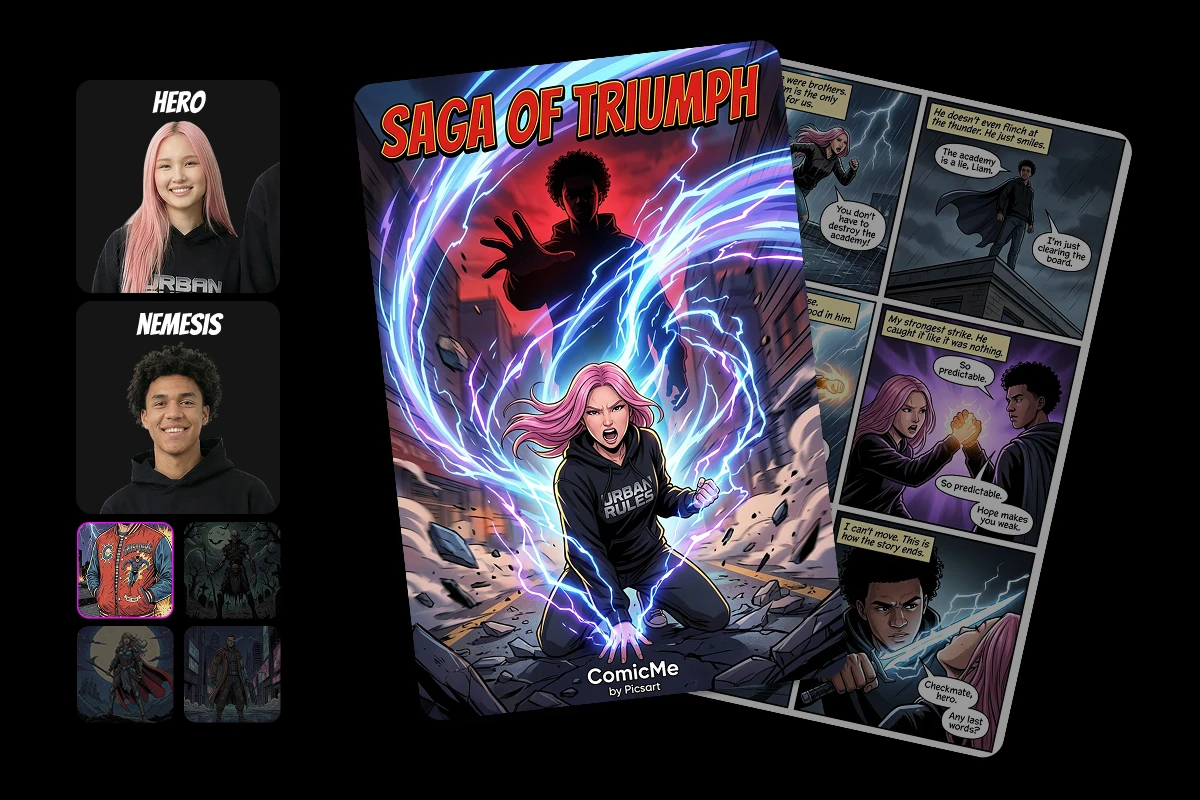 Teen drama comic strip example created with Picsart ComicMe