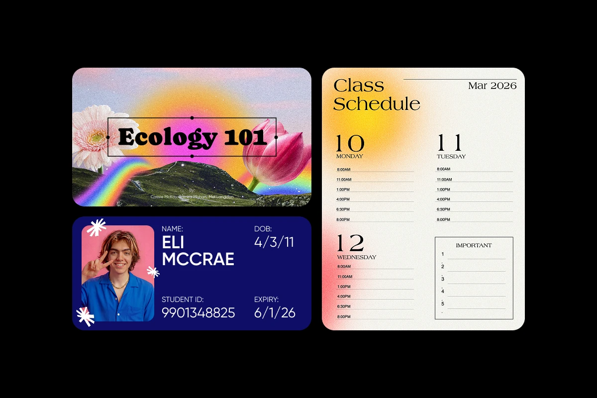 Teen designing eye-catching posters for school projects with Picsart Plus