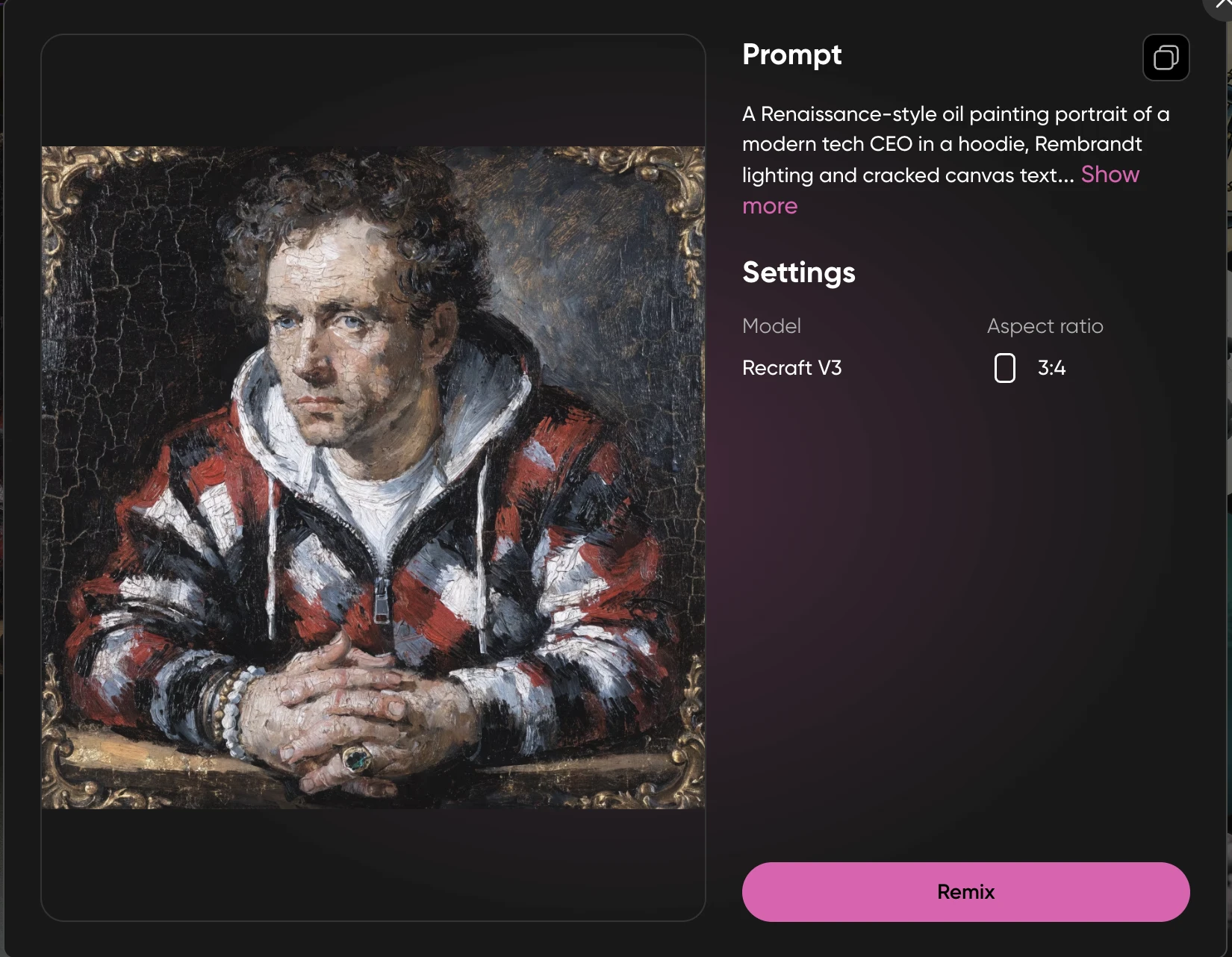 Renaissance-style oil painting portrait of a tech CEO in a hoodie