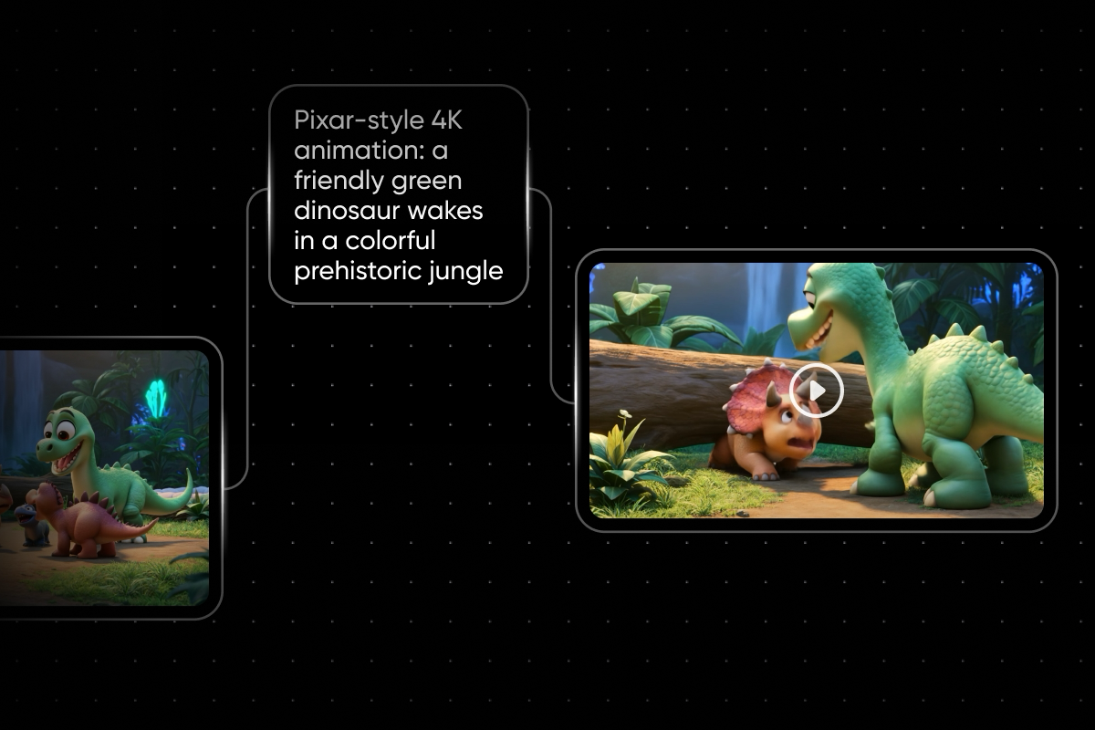 Make a 4K dinosaur animation cartoon in Picsart Flow