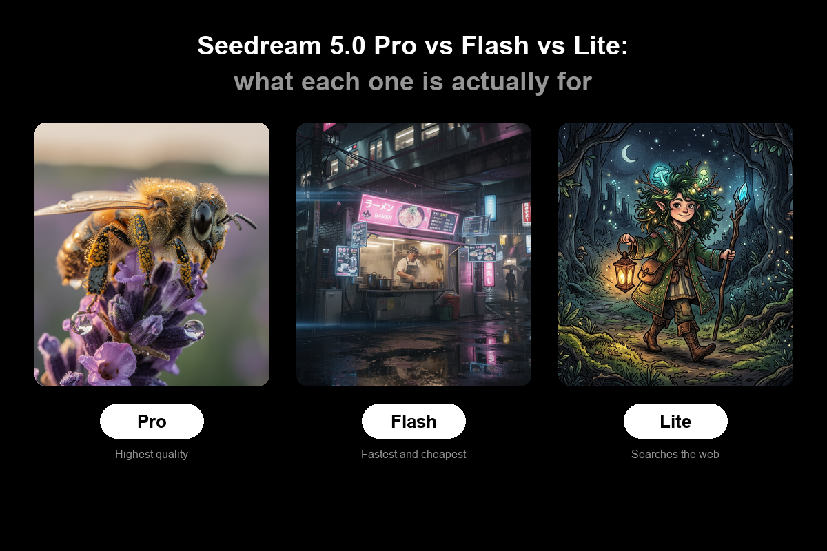 Seedream 5.0 Pro vs Flash vs Lite: what each one is actually for
