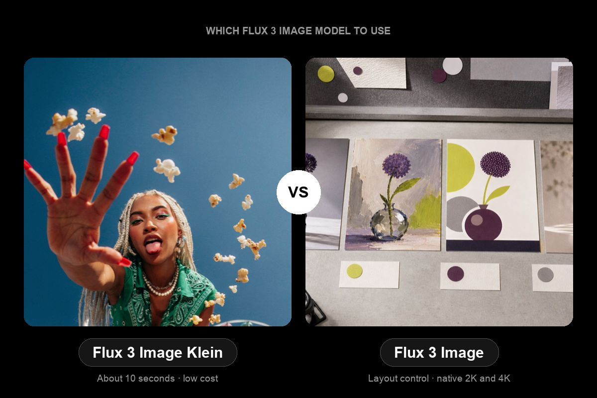 Flux 3 Image Klein vs Flux 3 Image: speed or control